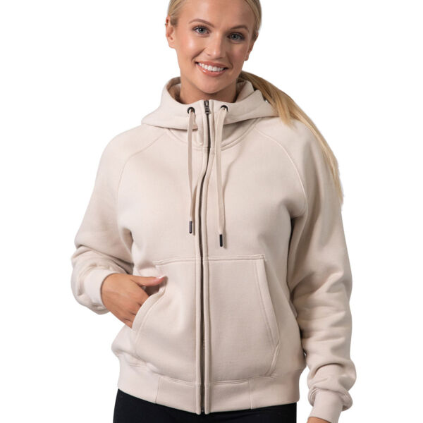 Ladies Cotton Care Kangaroo Pocket Zipper Hoodie Thumbnail